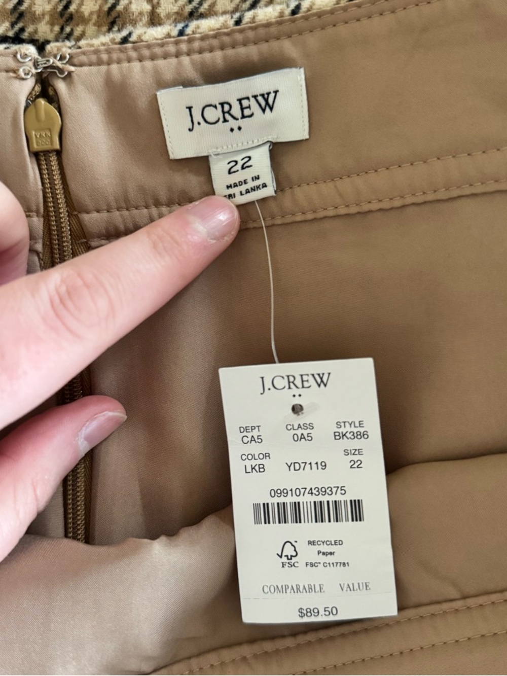 J. Crew Plaid Mini Skirt in Beige, Black and Red - Picture 3 of 3